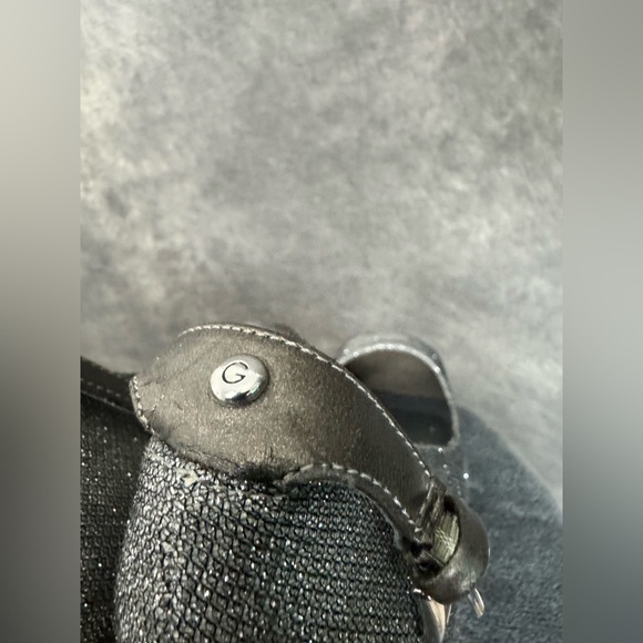 G by Guess Silver Glitter Peep Toe Ankle Strap Heels | Size 11 - Picture 6 of 7